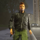 The protagonist of GTA III stands on a Liberty City street, facing the. camera, holding an SMG.